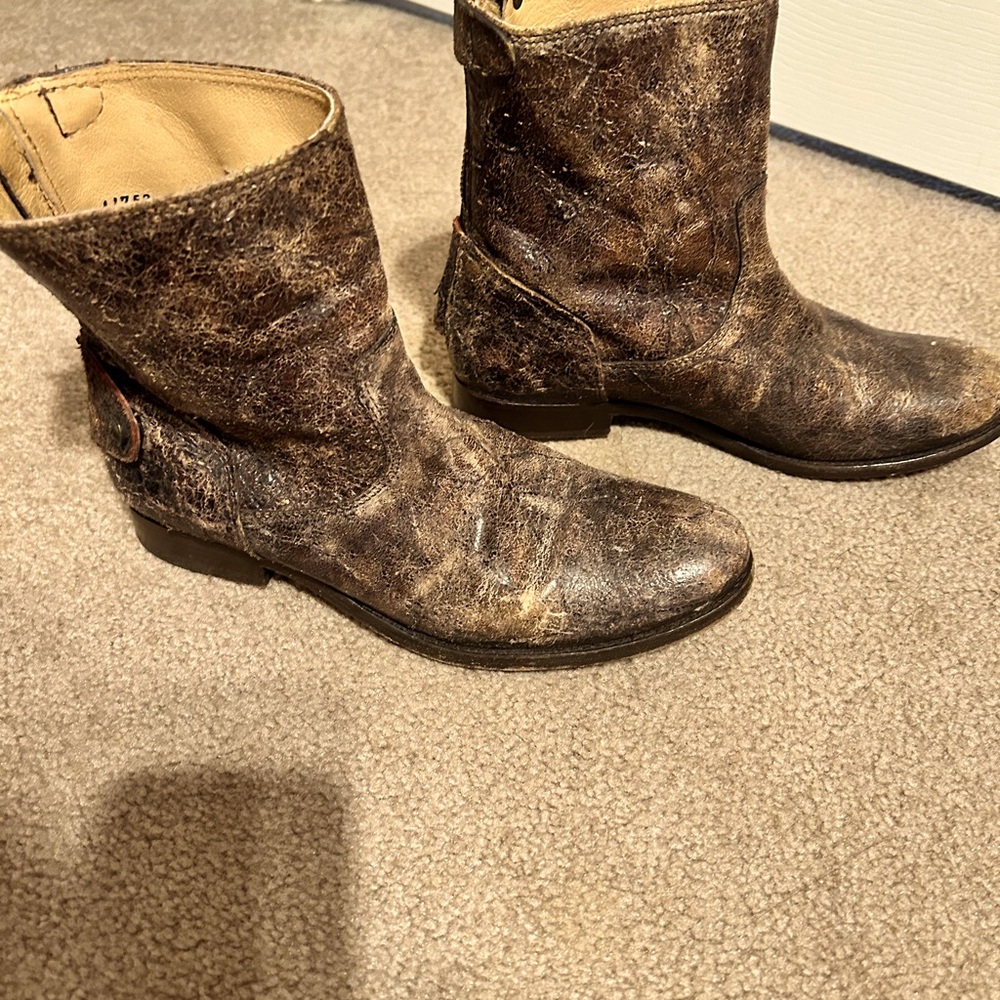 Frye distressed leather boots